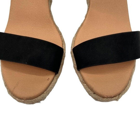 LOFT Black Wedge Espadrille Platform Ankle Strap Sandals Size 7 Women's - Picture 10 of 10